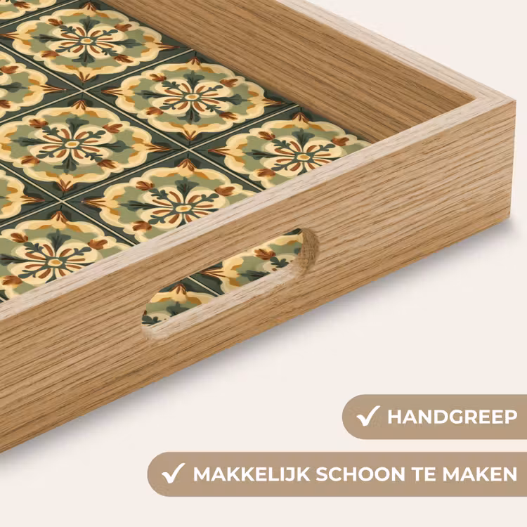 Ornament - Patroon - Groen Dienblad Rechthoek middel 911 -USP_HandgreepNL