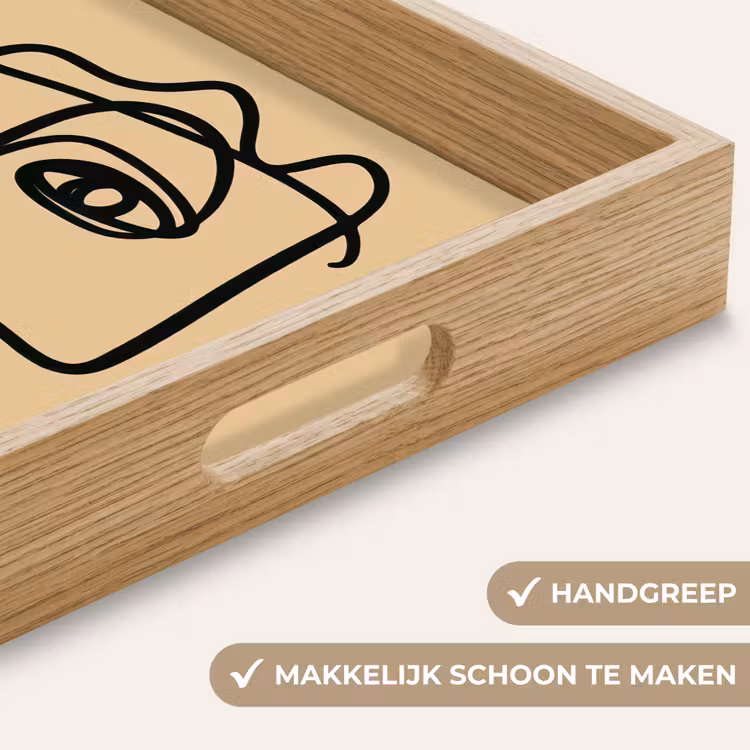 Overlappende profielen - Lichtbruin - Zwart Dienblad Rechthoek middel -USP_HandgreepNL