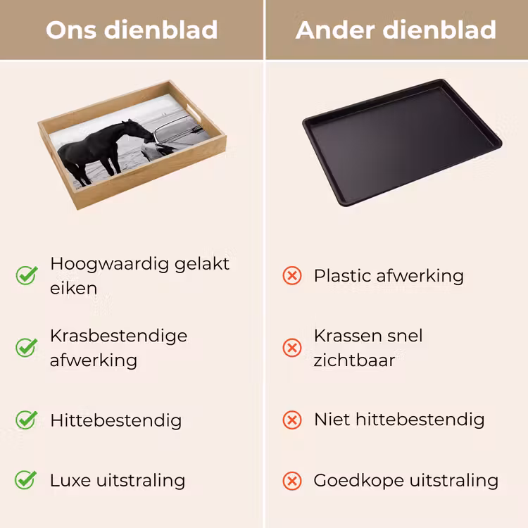 Paard - Auto - Zwart - Wit Dienblad Rechthoek middel -USP_VergelijkingNL