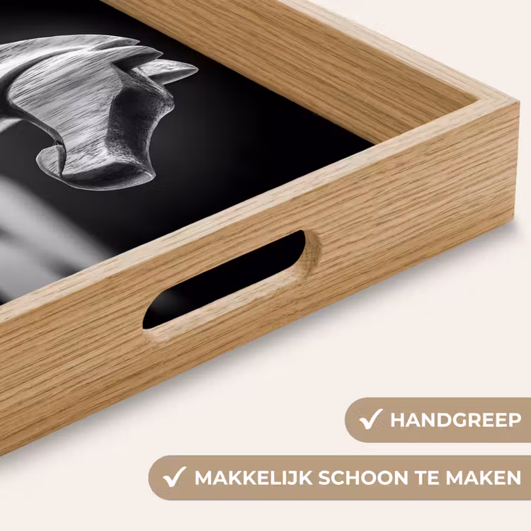 Paard - Hout - Schaalbord - Zwart Dienblad Rechthoek middel -USP_HandgreepNL