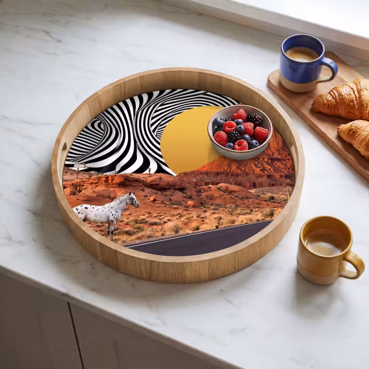 Dienblad - Paard - Woestijn - Natuur - Paard - Woestijn - Natuur Dienblad Rond middel