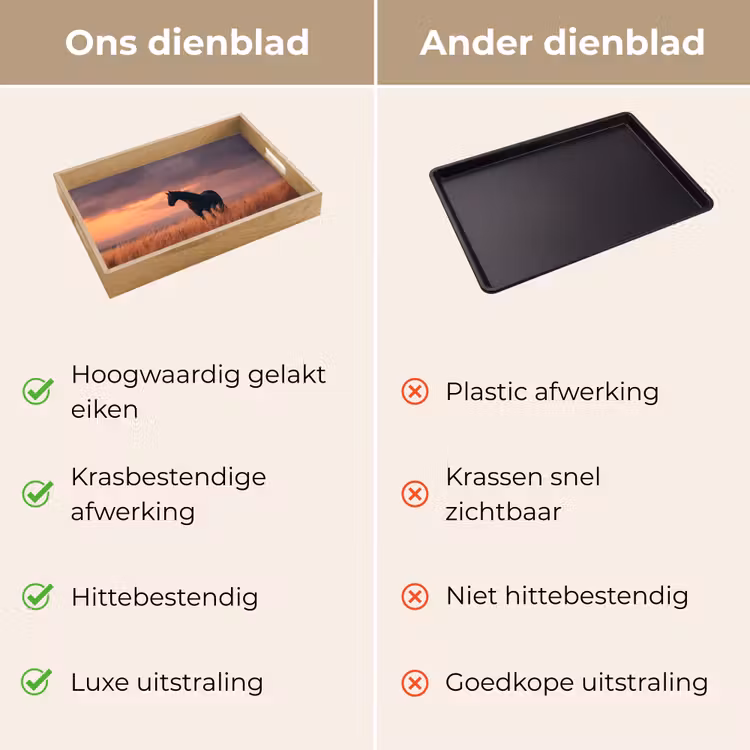 Paard - Wolken - Open veld Dienblad Rechthoek middel -USP_VergelijkingNL