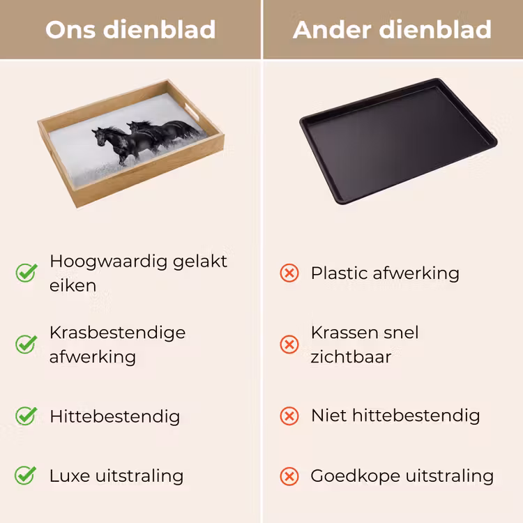 Paarden - Gras - Zwart - Wit Dienblad Rechthoek middel -USP_VergelijkingNL