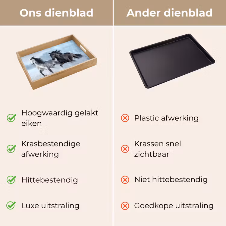Paarden - Winter - Dieren - Natuur - Sneeuw Dienblad Rechthoek middel -USP_VergelijkingNL