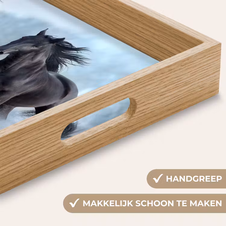 Paarden - Winter - Dieren - Natuur - Sneeuw Dienblad Rechthoek middel -USP_HandgreepNL