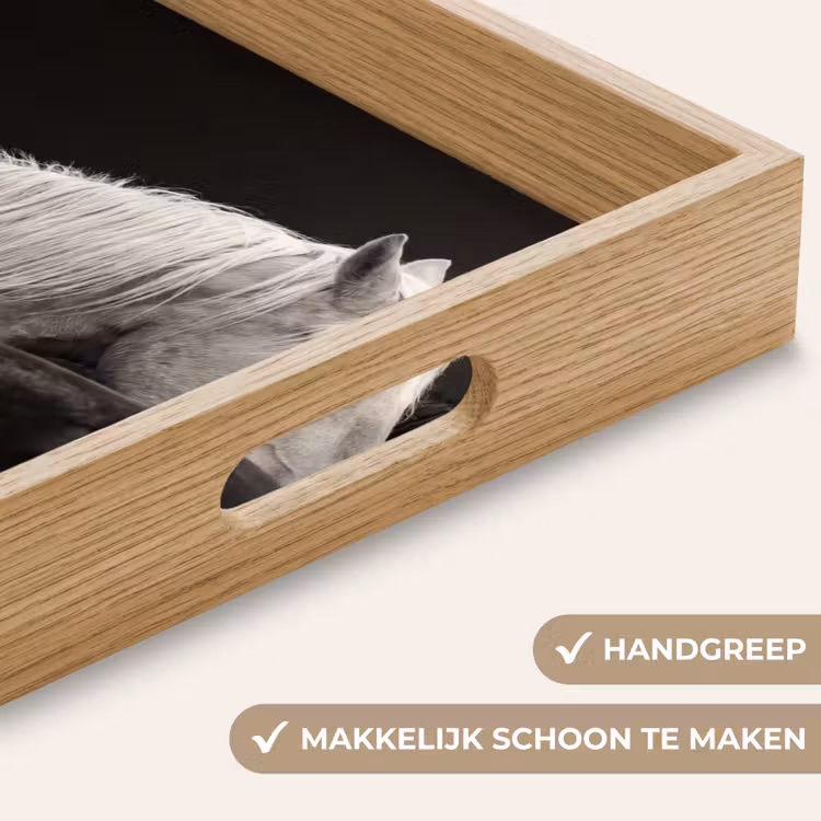 Paarden - Zwart - Wit - Kudde Dienblad Rechthoek middel -USP_HandgreepNL