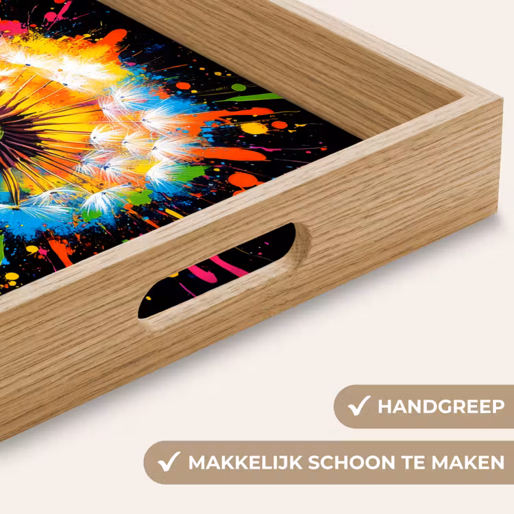 Paardenbloem - Graffiti - Kleurrijk - Bloemen - Natuur Dienblad Rechthoek middel -USP_HandgreepNL