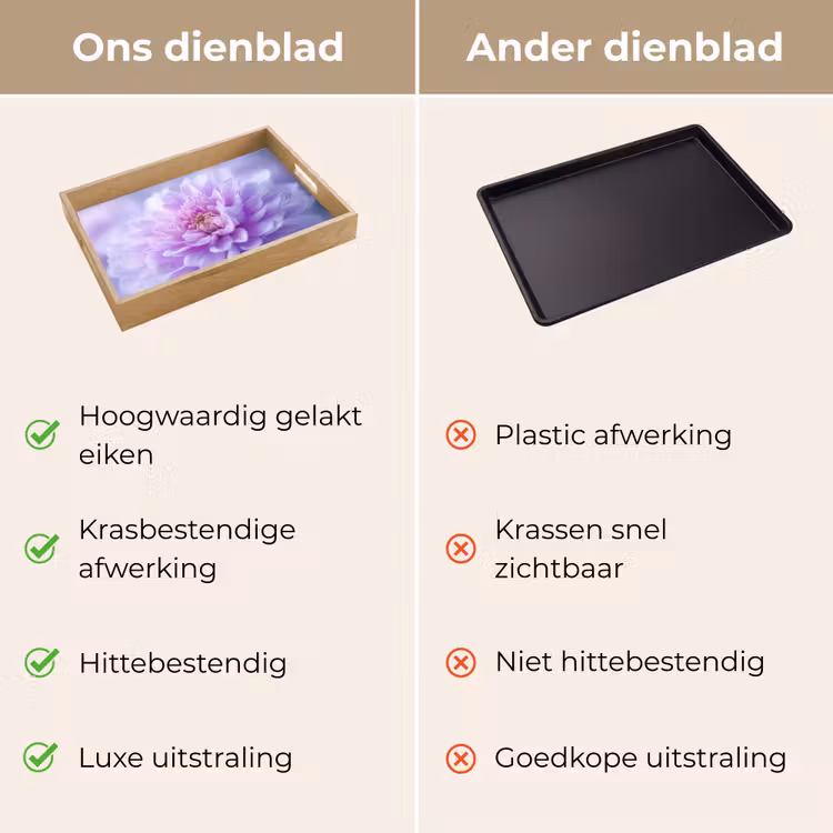 Paars - Dahlia - Dromerig Dienblad Rechthoek middel -USP_VergelijkingNL