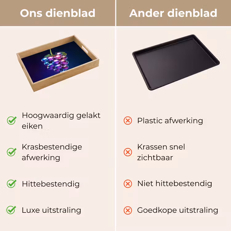 Paars - Disco - Feest - Druif Dienblad Rechthoek middel -USP_VergelijkingNL