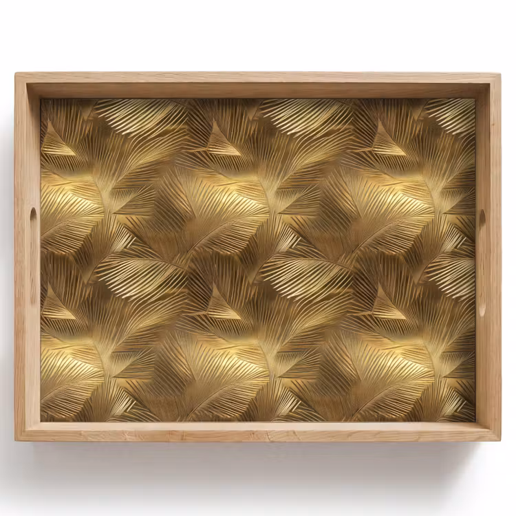 Palm - Waaier - Goud Dienblad Rechthoek middel 911 -z3d_shopping