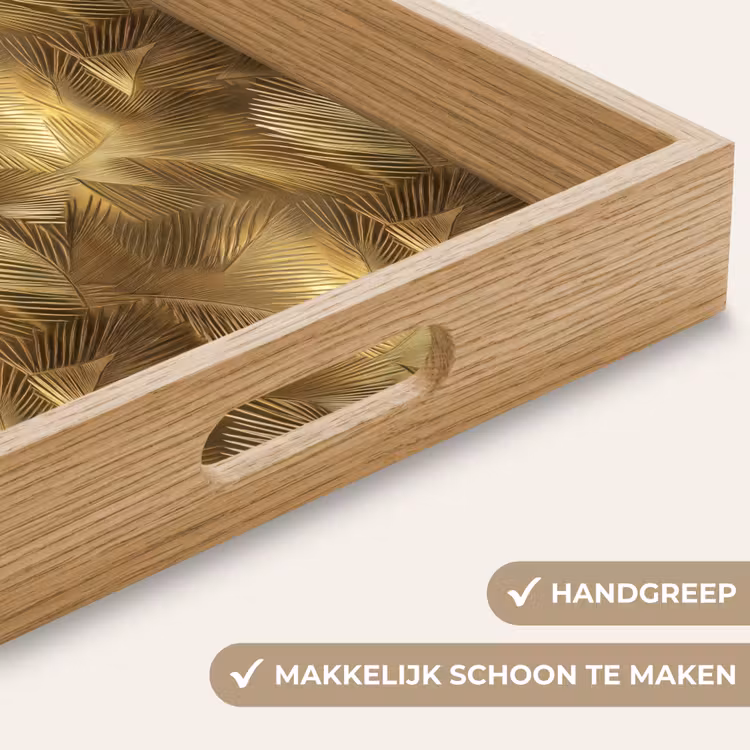 Palm - Waaier - Goud Dienblad Rechthoek middel 911 -USP_HandgreepNL