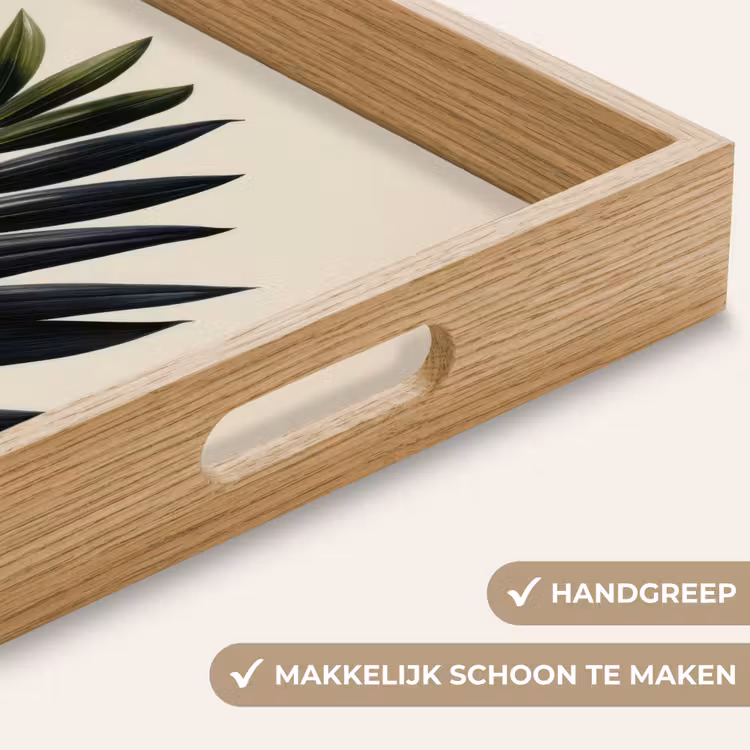Palmblad - Donkere bladen - Subtiel Dienblad Rechthoek middel -USP_HandgreepNL