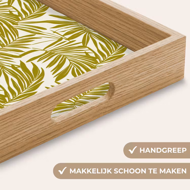 Palmblad - Patroon - Groen Dienblad Rechthoek middel 911 -USP_HandgreepNL