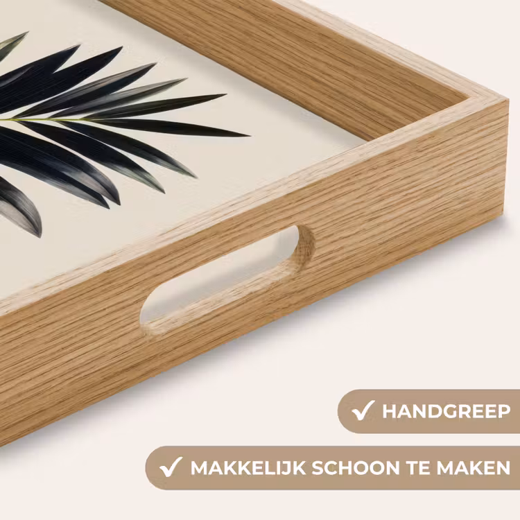 Palmblad - Subtiel - Groen - beige Dienblad Rechthoek middel -USP_HandgreepNL