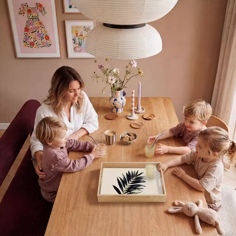 Palmblad - Subtiel - Groen - beige Dienblad Rechthoek middel -sfeer4
