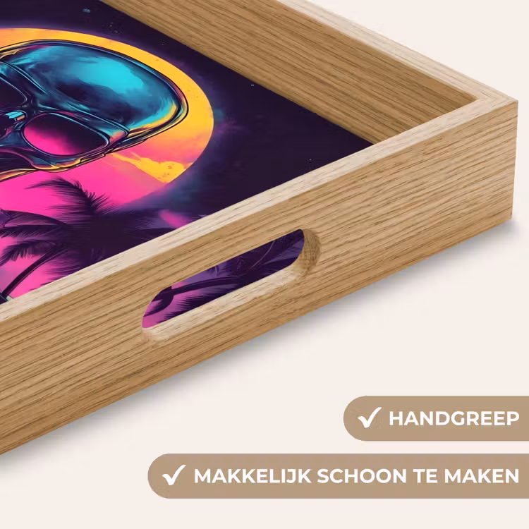 Palmbomen - Hoofd - Metallic - Zonsondergang Dienblad Rechthoek middel -USP_HandgreepNL