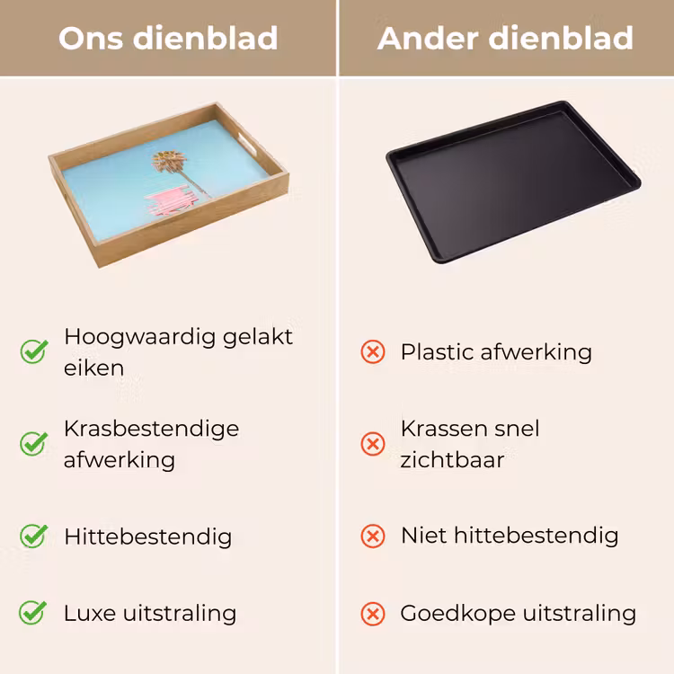 Palmboom - Strandhuis - Roze Dienblad Rechthoek middel -USP_VergelijkingNL