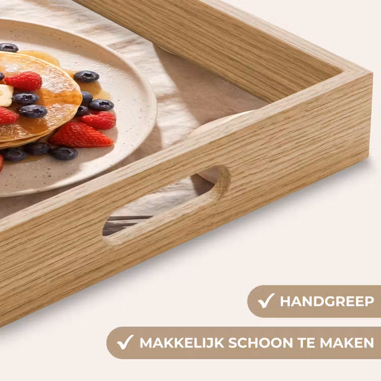 Pannenkoeken - Bessen - Ontbijt - Modern - Beige Dienblad Rechthoek middel -USP_HandgreepNL