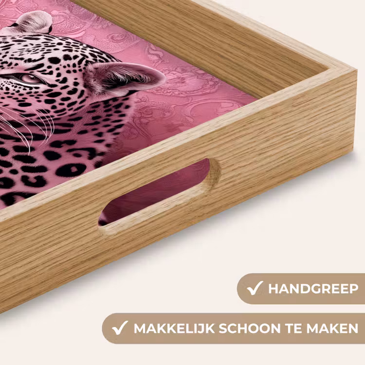 Panter - Luxe - Roze Dienblad Rechthoek middel -USP_HandgreepNL