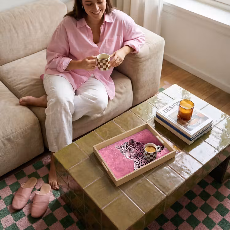 Panter - Luxe - Roze Dienblad Rechthoek middel -sfeer3