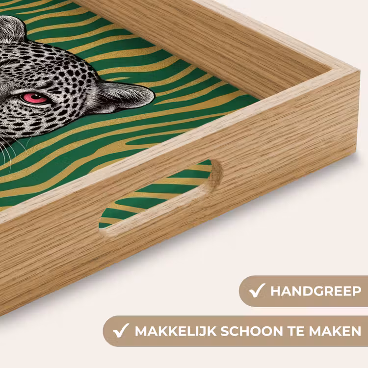Panter - Zebrapatroon - Groen Dienblad Rechthoek middel -USP_HandgreepNL