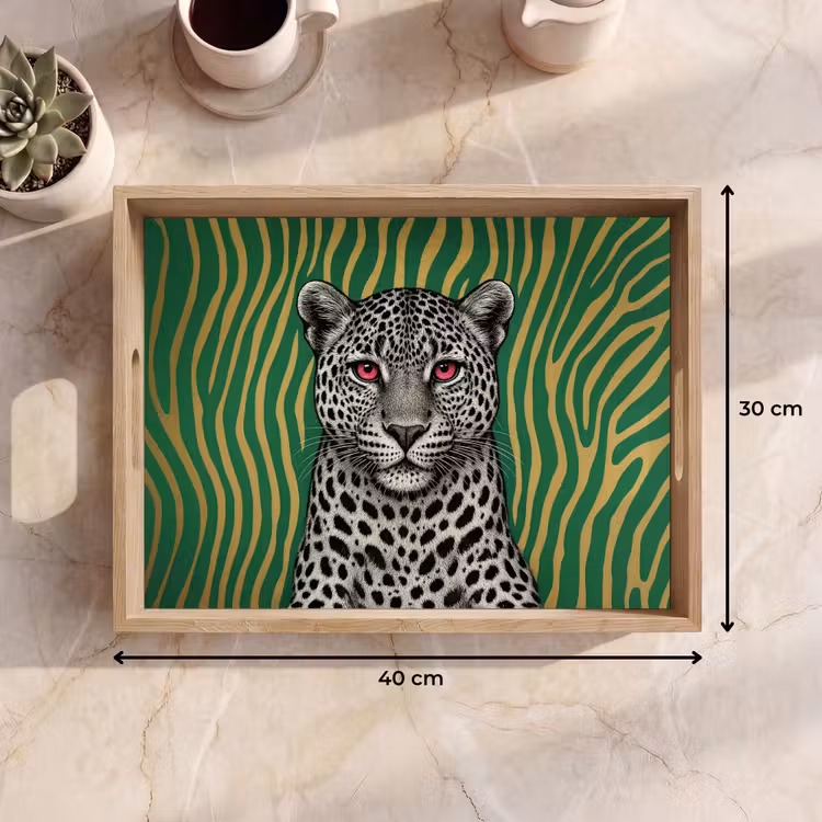 Panter - Zebrapatroon - Groen Dienblad Rechthoek middel -USP_Formaat