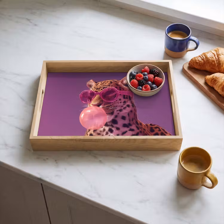 Panter - Zonnebril - Kauwgombel - Roze Dienblad Rechthoek middel -sfeer2