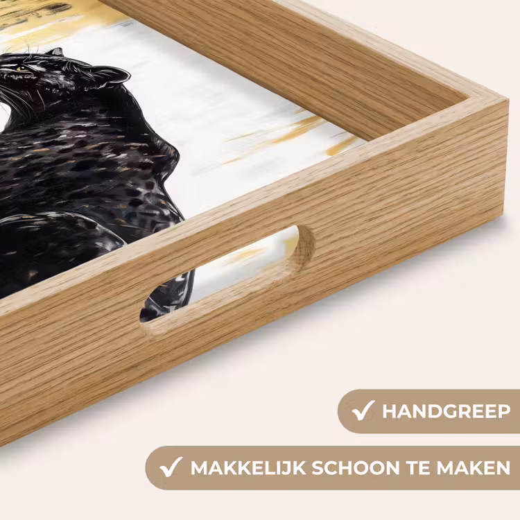 Panter - Zwart - Abstract - Goud Dienblad Rechthoek middel -USP_HandgreepNL