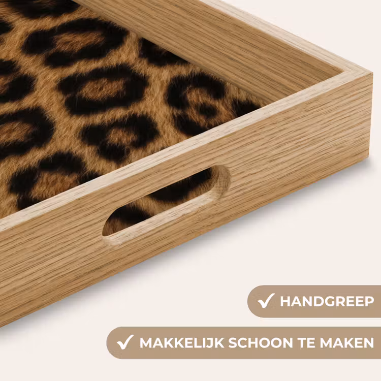 Pantervacht - Realistisch - Bruin Dienblad Rechthoek middel -USP_HandgreepNL