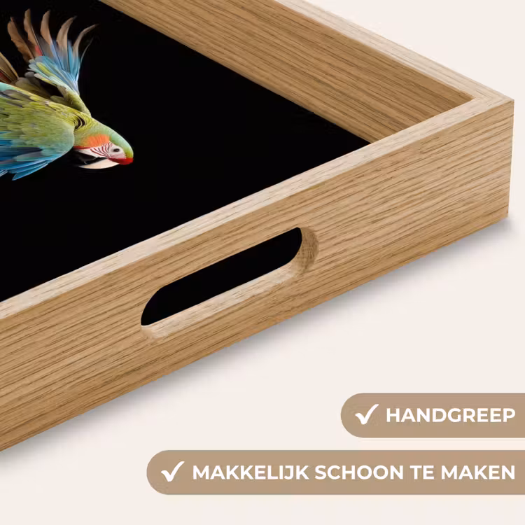 Papegaai - Kleurrijk - Vleugels - Sierlijk Dienblad Rechthoek middel -USP_HandgreepNL