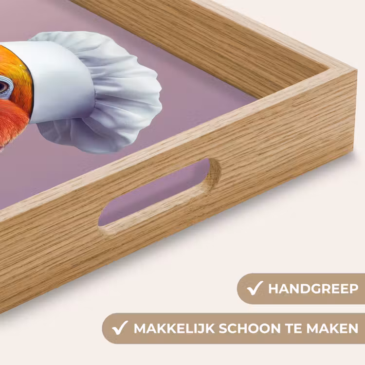 Papegaai - Koksmuts - Nieuwsgierig - Vogel Dienblad Rechthoek middel -USP_HandgreepNL