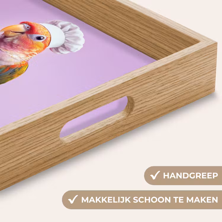 Papegaai - Koksmuts - Pilaar - Vogel Dienblad Rechthoek middel -USP_HandgreepNL