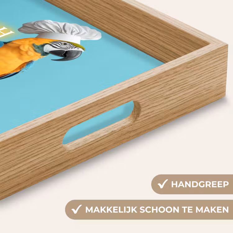 Papegaai - Koksmuts - Quote - Neon Dienblad Rechthoek middel -USP_HandgreepNL