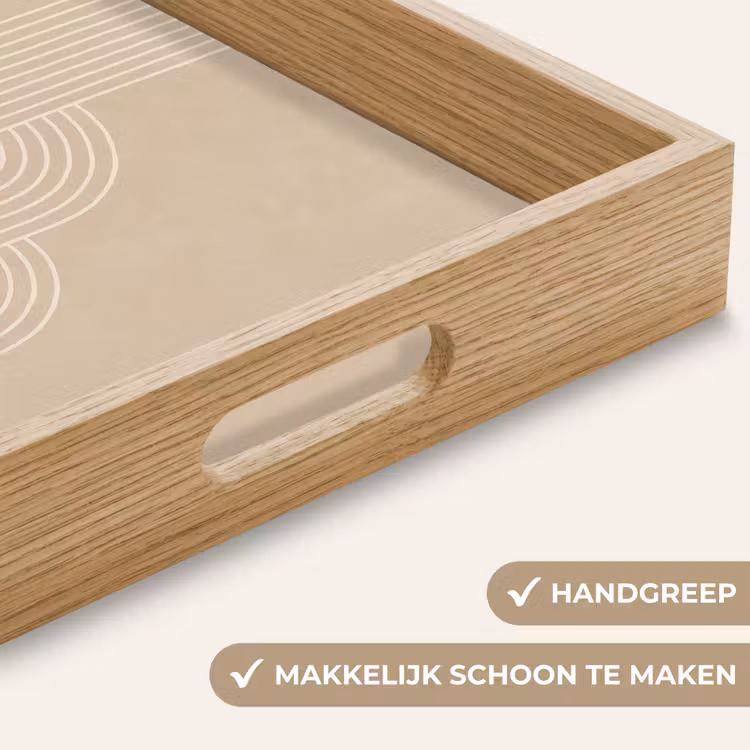 Parallelle lijnen - Lichte textuur - Beige Dienblad Rechthoek middel -USP_HandgreepNL