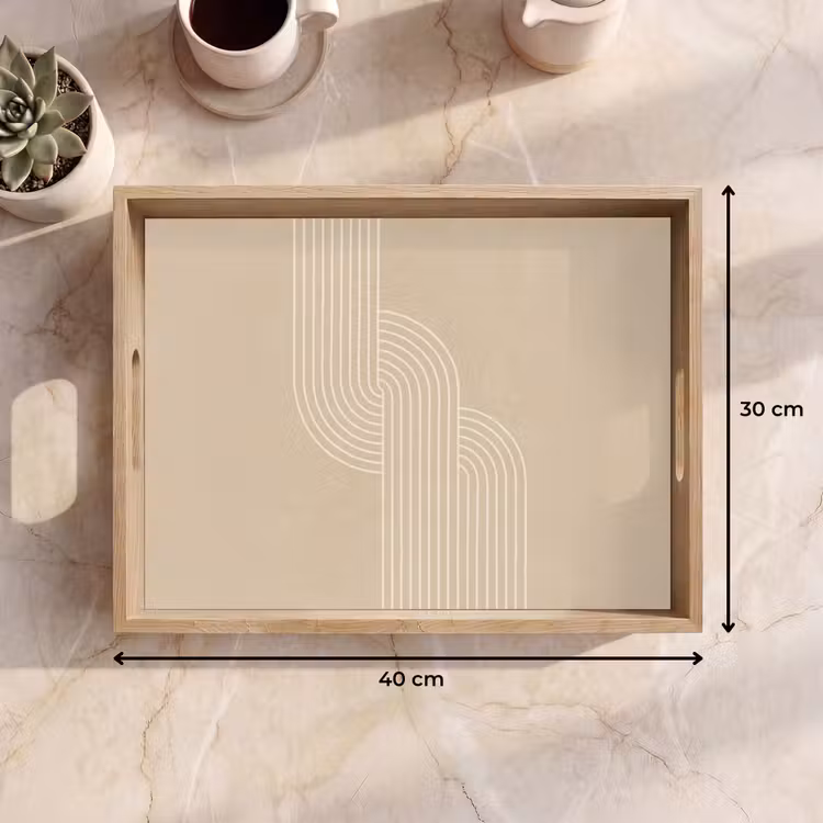 Parallelle lijnen - Lichte textuur - Beige Dienblad Rechthoek middel -USP_Formaat