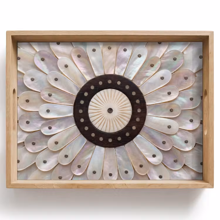 Parelmoer - Patroon - Decoratie - Ambacht - Wit Dienblad Rechthoek middel -z3d_shopping