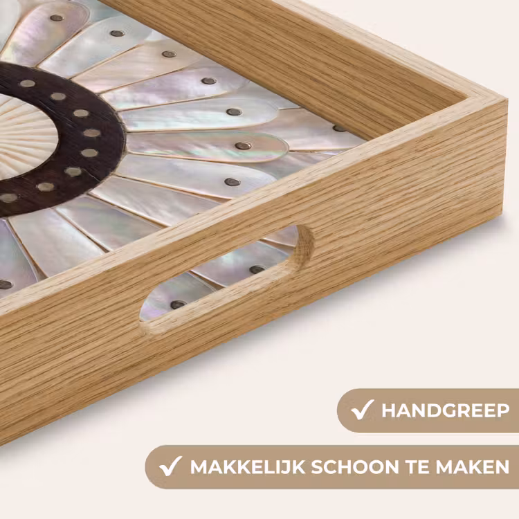 Parelmoer - Patroon - Decoratie - Ambacht - Wit Dienblad Rechthoek middel -USP_HandgreepNL