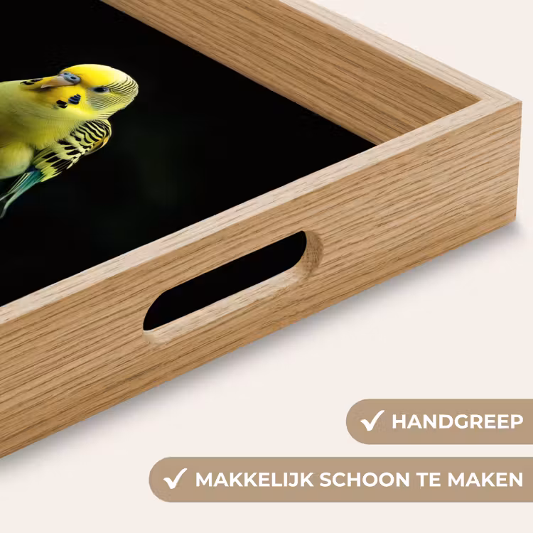 Parkiet - Tak - Bladeren - Geel Dienblad Rechthoek middel -USP_HandgreepNL