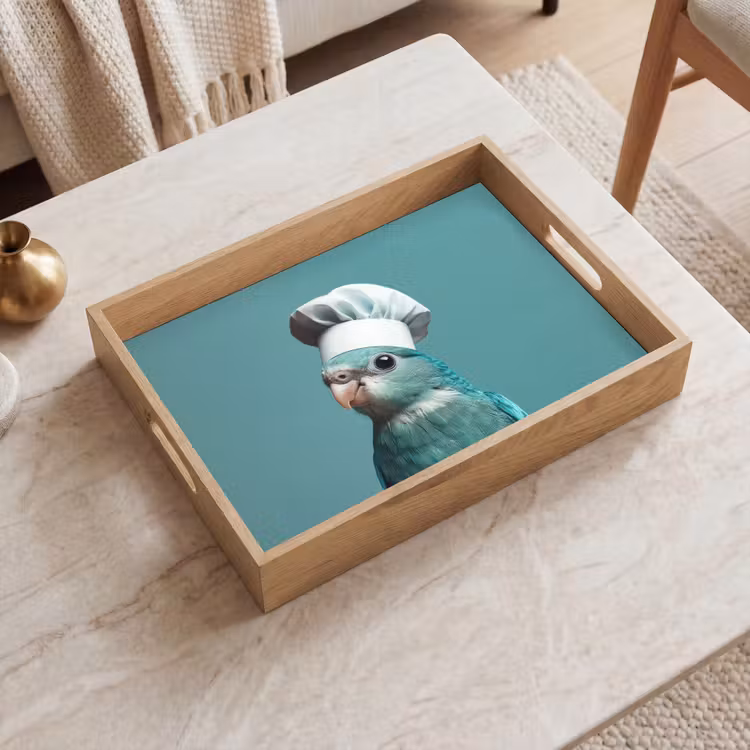 Parkiet - Vogel - Koksmuts - Cute Dienblad Rechthoek middel -sfeer1