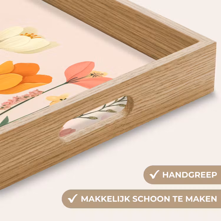 Pasteltinten - Bloemen - Illustratie Dienblad Rechthoek middel -USP_HandgreepNL