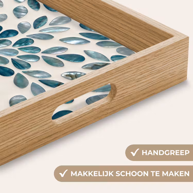 Patroon - Bladeren - Abstract - Modern - Turquoise Dienblad Rechthoek middel -USP_HandgreepNL