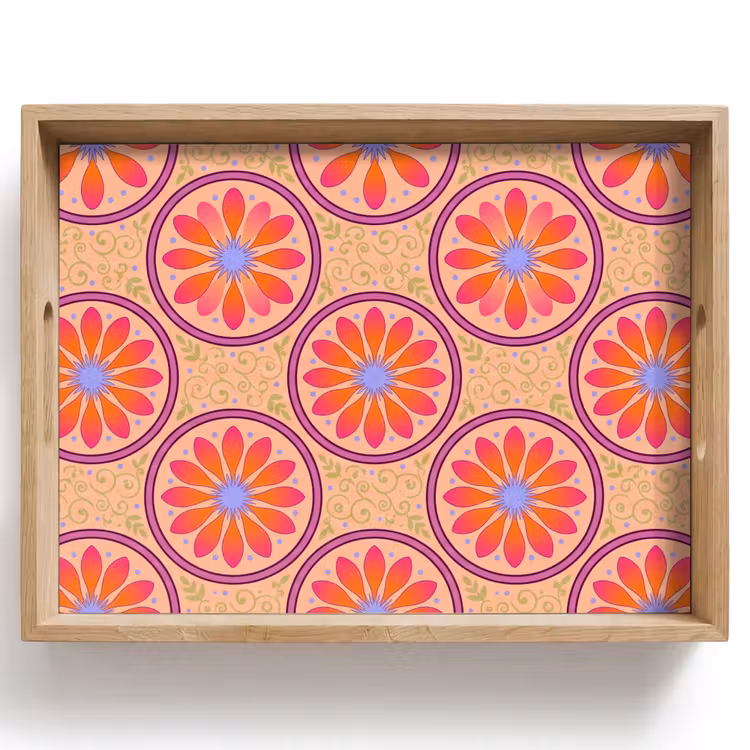 Patroon - Bloemen - Decoratief - Kleurrijk - Modern Dienblad Rechthoek middel -z3d_shopping