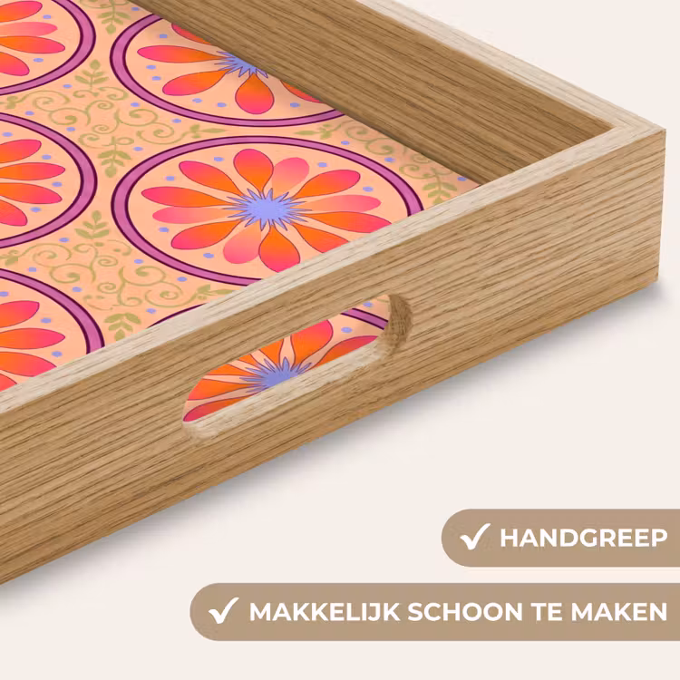 Patroon - Bloemen - Decoratief - Kleurrijk - Modern Dienblad Rechthoek middel -USP_HandgreepNL