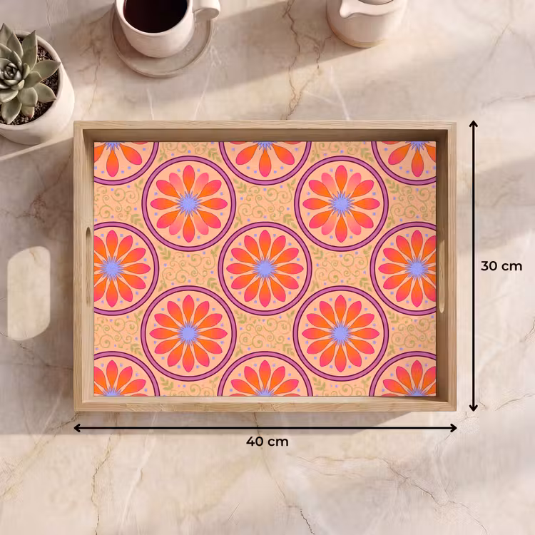Patroon - Bloemen - Decoratief - Kleurrijk - Modern Dienblad Rechthoek middel -USP_Formaat