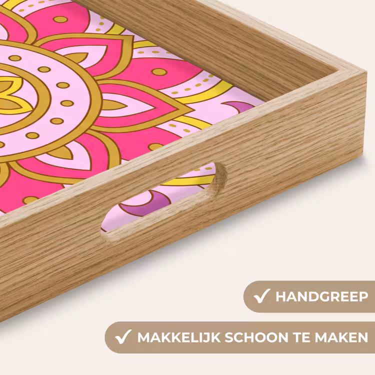 Patroon - Bloemmotief - Decoratie - Abstract - Roze Dienblad Rechthoek middel -USP_HandgreepNL