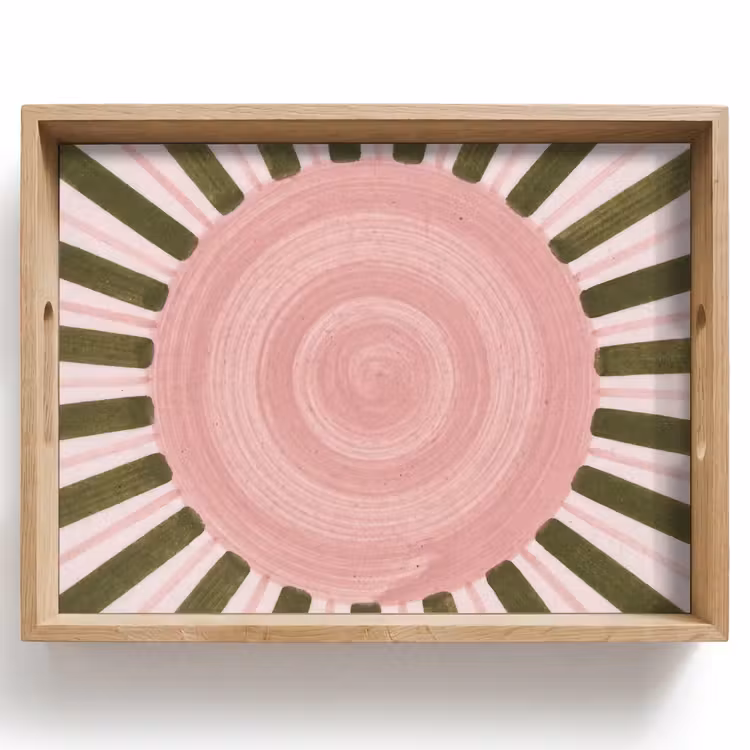Patroon - Cirkel - Stralen - Abstract - Roze Dienblad Rechthoek middel -z3d_shopping