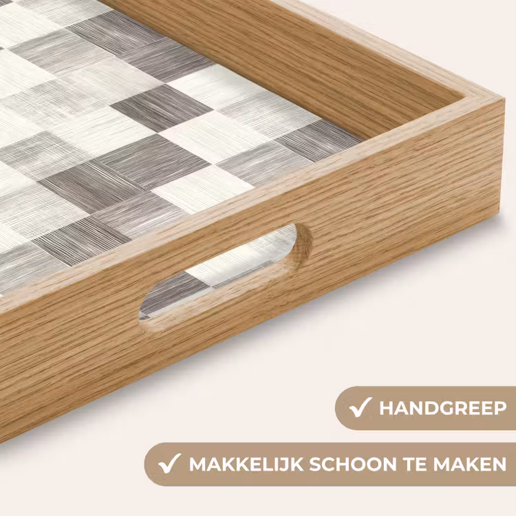 Patroon - Dambord - Houtnerf Dienblad Rechthoek middel 911 -USP_HandgreepNL