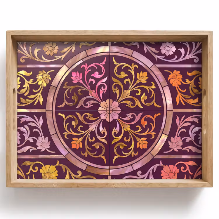 Patroon - Floraal - Oosters - Paars - Goud Dienblad Rechthoek middel -z3d_shopping