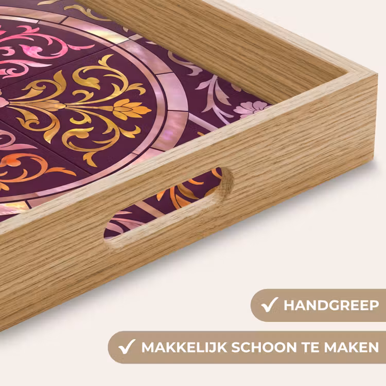 Patroon - Floraal - Oosters - Paars - Goud Dienblad Rechthoek middel -USP_HandgreepNL