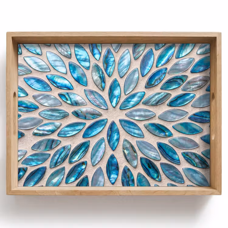 Patroon - Glans - Abstract - Blauw - Decoratie Dienblad Rechthoek middel -z3d_shopping